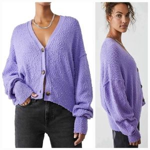 Free People "Found My Friend Cardi" Cardigan Purple Medium